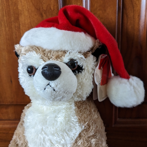 Christmas Meerkat plush San Diego Zoo Santa hat gift tag attached holiday - Picture 4 of 10